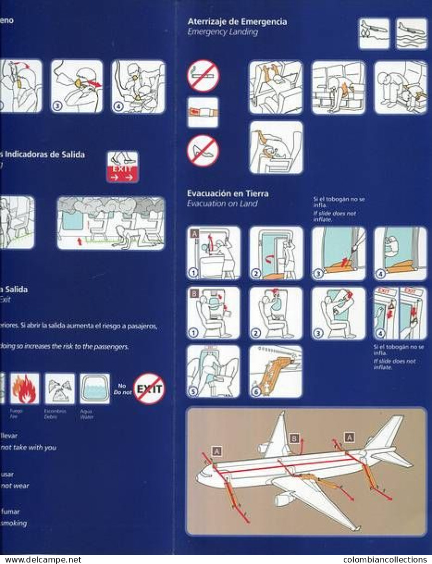 Lote TSA50, Colombia, LATAM, A 319, Tarjeta De Seguridad, Safety Card - Sicherheitsinfos