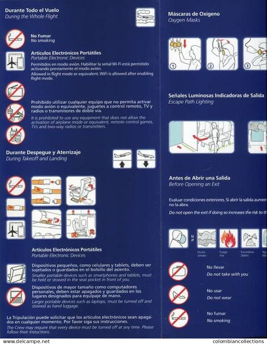 Lote TSA50, Colombia, LATAM, A 319, Tarjeta De Seguridad, Safety Card - Consignes De Sécurité