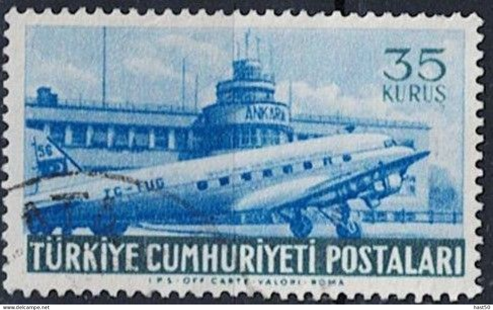 Türkei Turkey Turquie - Flugzeug Douglas DC 3 Am Flugplatz Ankara (MiNr: 1406) 1954 - Gest Used Obl - Used Stamps