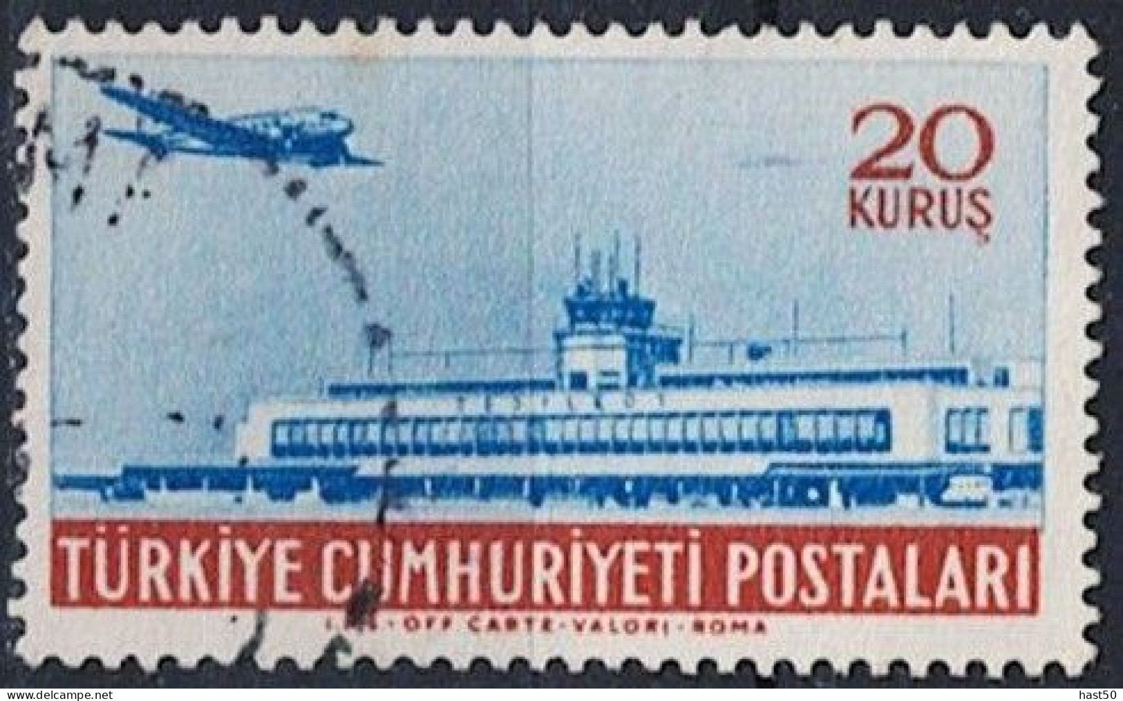 Türkei Turkey Turquie - Flugzeug Douglas DC 3 über Flugplatz Yeşilköy (MiNr: 1405) 1954 - Gest Used Obl - Usati