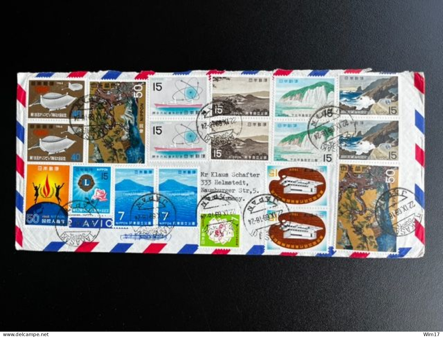 JAPAN NIPPON 1969 AIR MAIL LETTER TAKASAKI TO HELMSTEDT GERMANY 22-09-1969 - Cartas & Documentos
