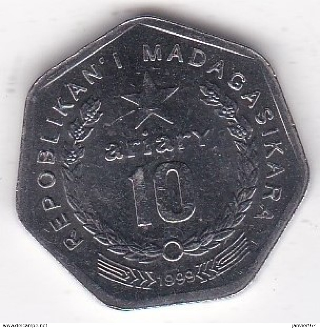 Madagascar 10 Ariary 1999 , En Acier Inoxydable, KM# 27  - Madagascar