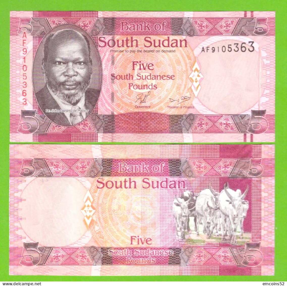 SOUTH SUDAN 5 POUNDS 2011 P-6a UNC - Soudan Du Sud