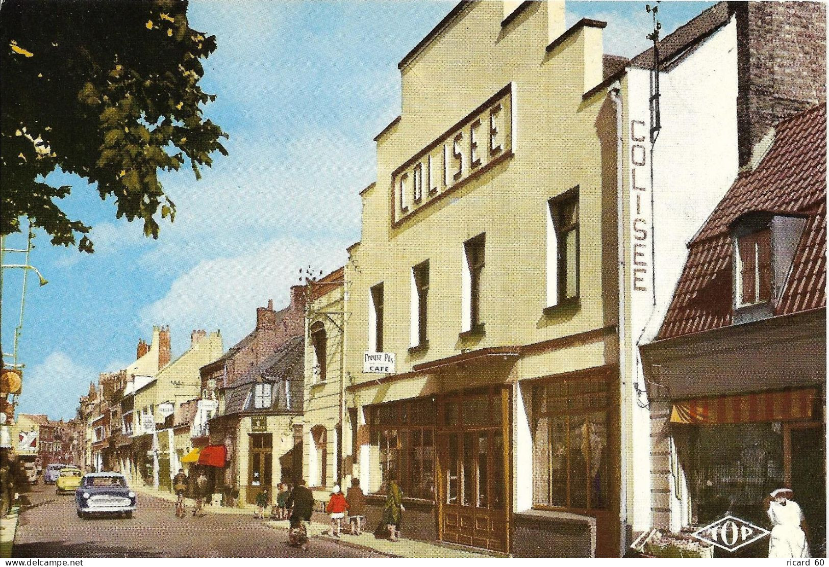 Cpsm Saint Pol Sur Mer, Rue De La République, Colisée, Voitures Anciennes - Saint Pol Sur Mer