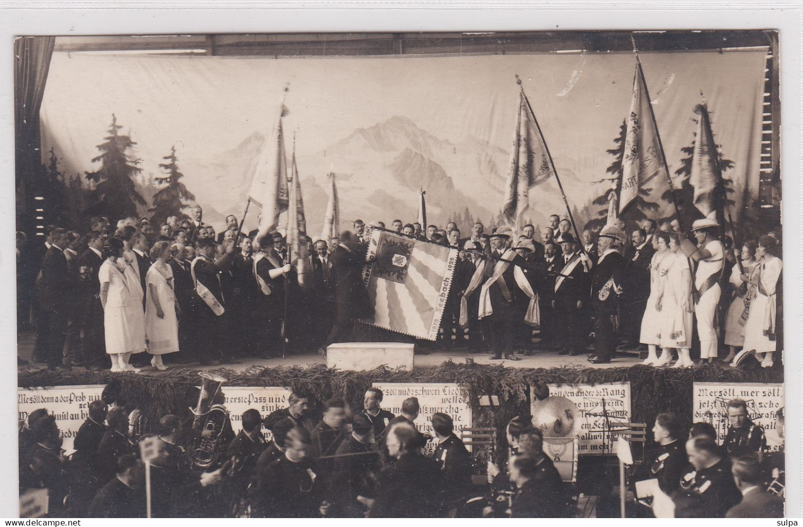 Oerlikon Limmattal Gesangfest 1911 ? Fahne Männerchor Seebach. Photokarte - Oerlikon