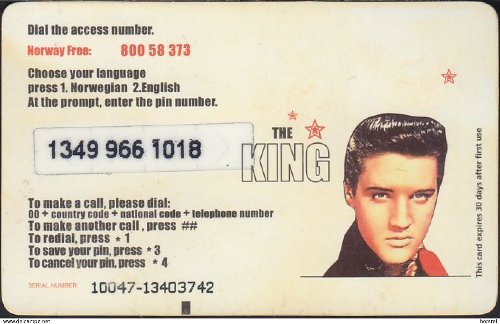 Norway - PPC07VIII-08 Prepaid Card - The King  Prepaid Phonecard 100 NOK - Elvis Presley - Norvège