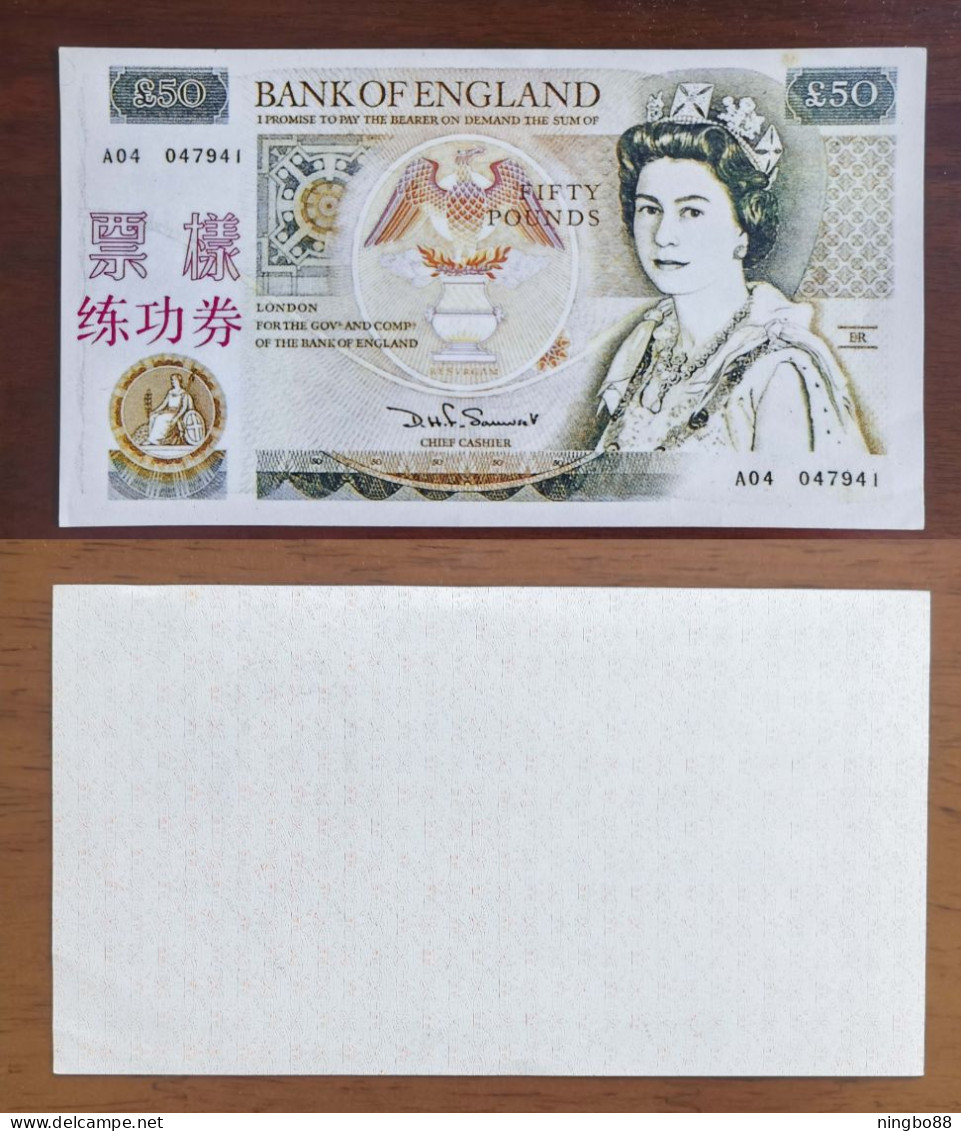 China BOC (Bank Of China) Training/test Banknote,United Kingdom Great Britain POUND A Series £10 Specimen Overprint,used - Falsi & Campioni