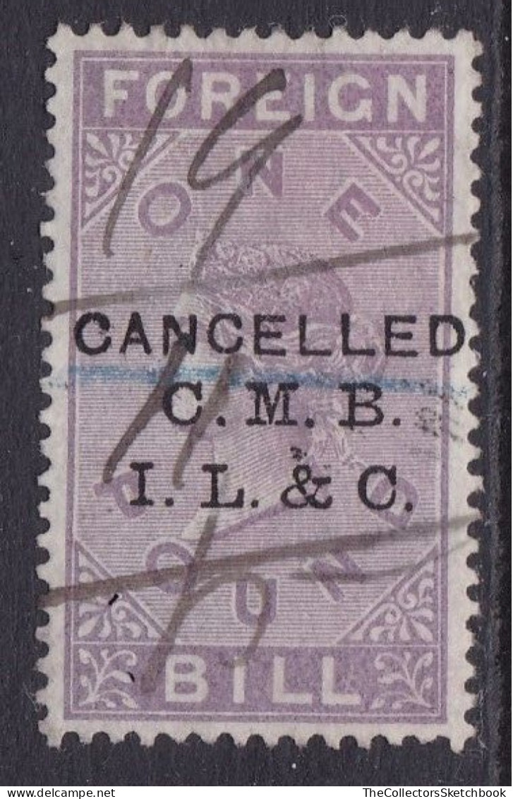 GB  QV  Fiscals / Revenues Foreign Bill  £1 Lilac With Company Overprint Barefoot Barefoot 114 Good Used - Steuermarken