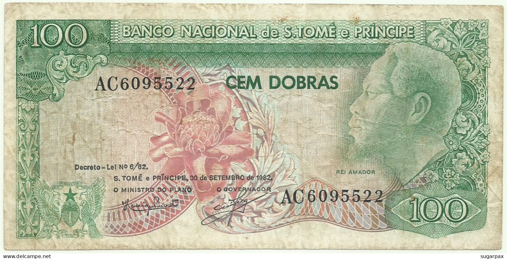 SAINT THOMAS & PRINCE - 100 DOBRAS - 30.09.1982 - P 57 - Serie AC - REI AMADOR - Sao Tome And Principe