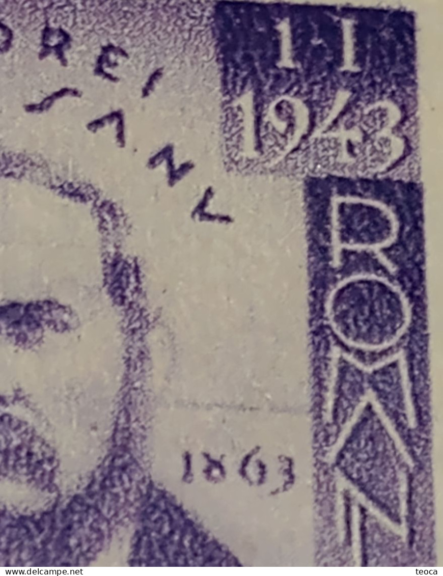 Stamps Errors Romania 1942 # Mi 755 Printed With Double Vertical Lines And Horizontal Line, Letter "p" Broken, See Image - Variétés Et Curiosités