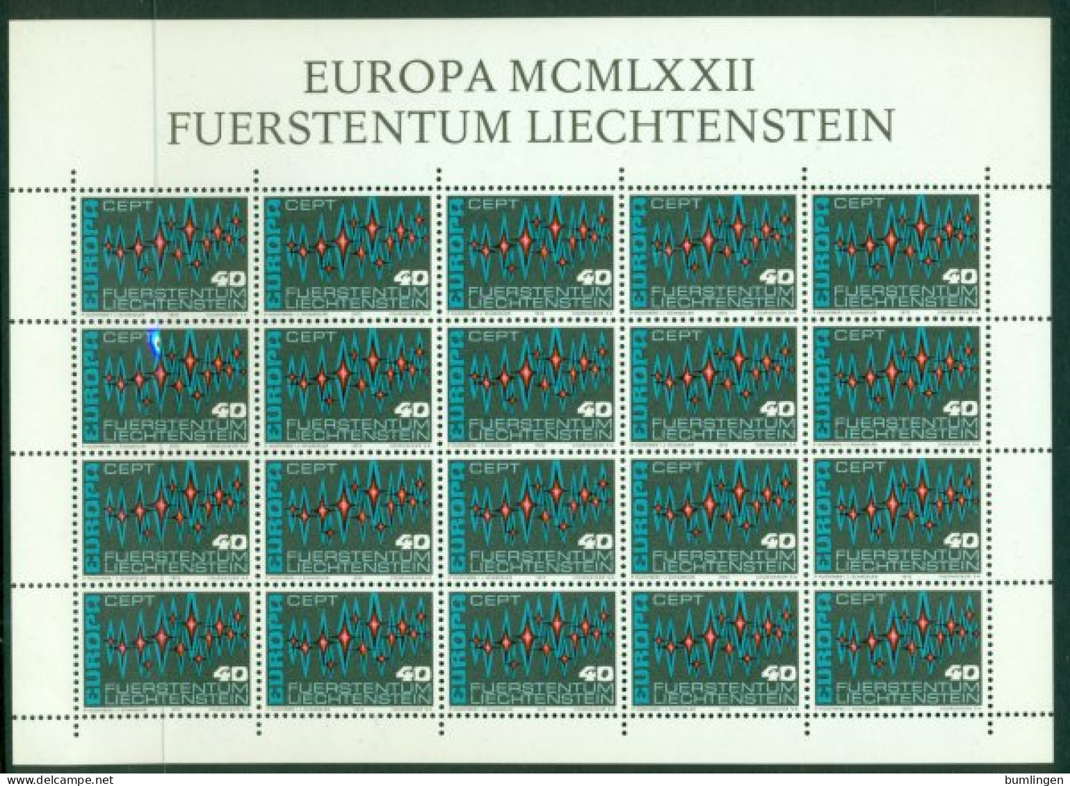 LIECHTENSTEIN 1972 Mi 564 Mini Sheet** Europa CEPT [LA1144] - 1972