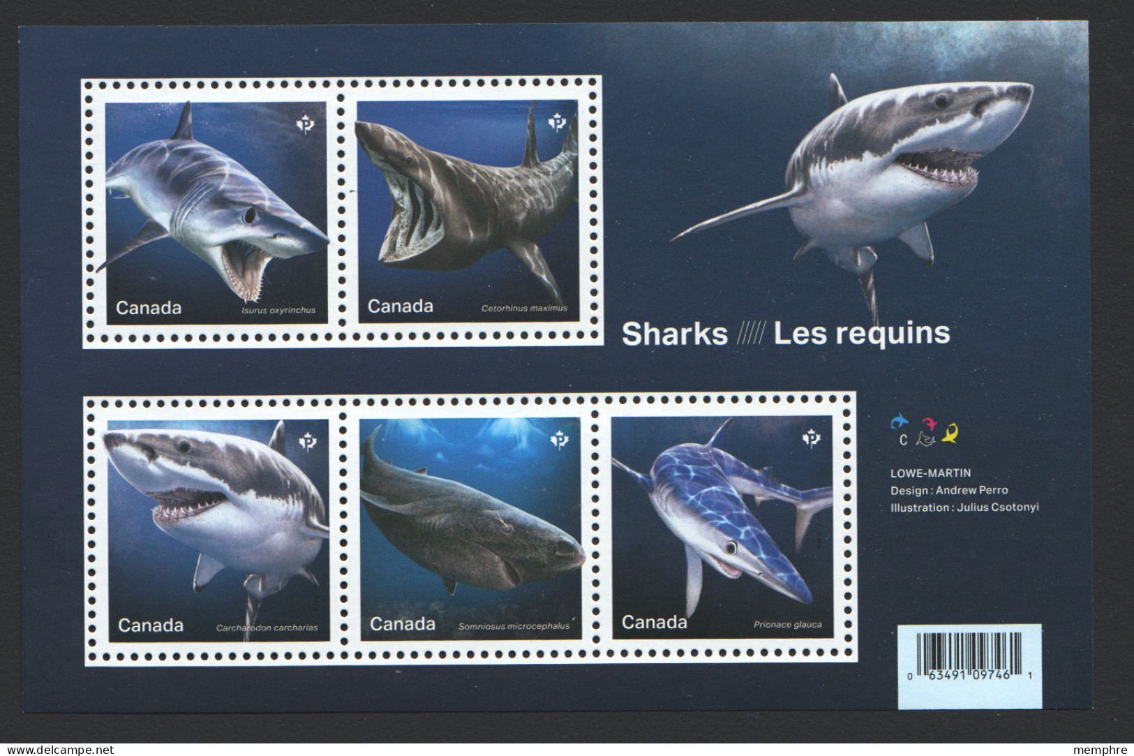 2018  Sharks  Souvenir Sheet Of 5 Different Sc 3105 MNH ** - Neufs