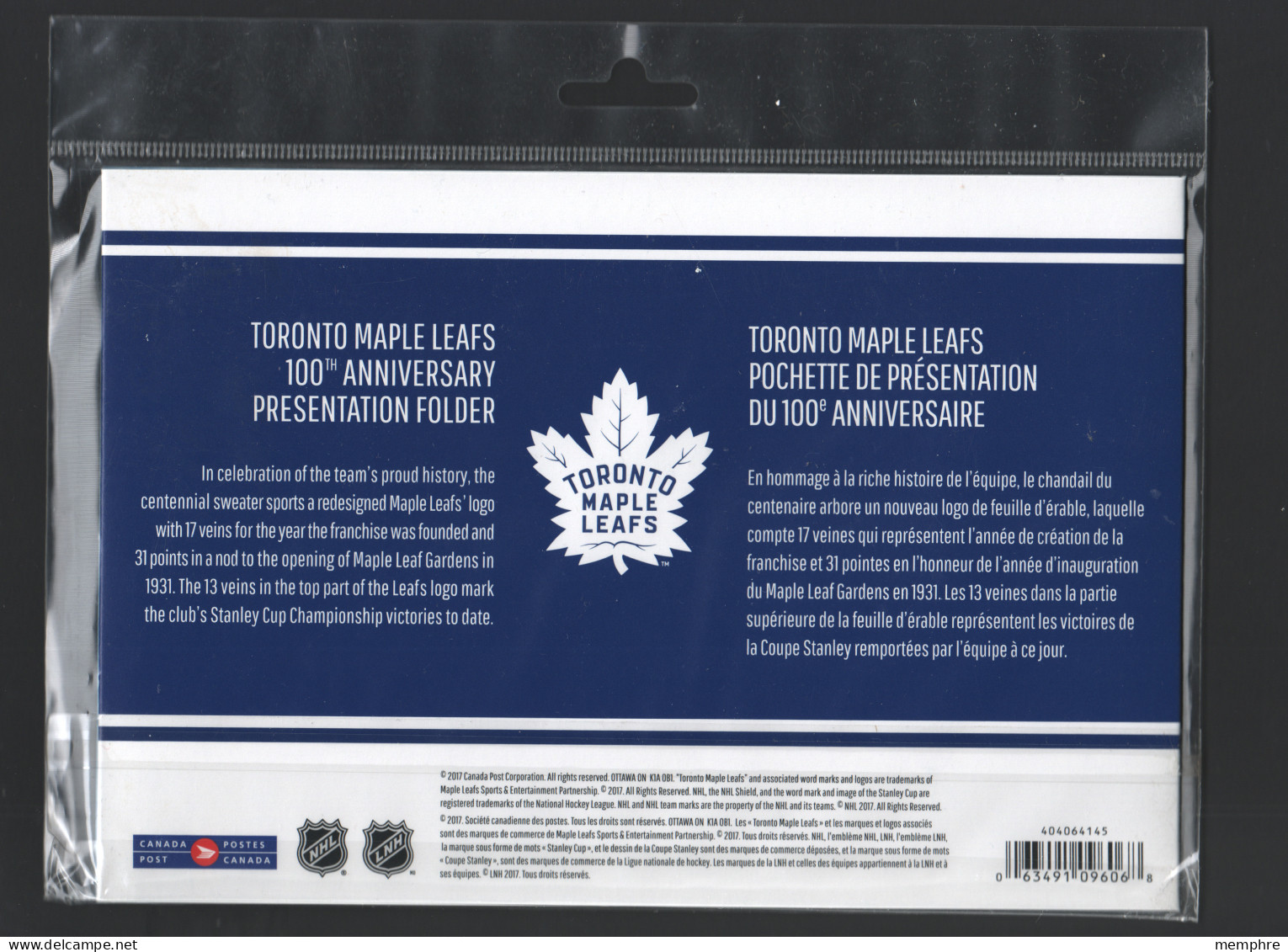 2017  Toronto Maple Leafs Hockey Team 100th Ann. Souvenir Sheet In Original Packaging Sc 3042 - Neufs