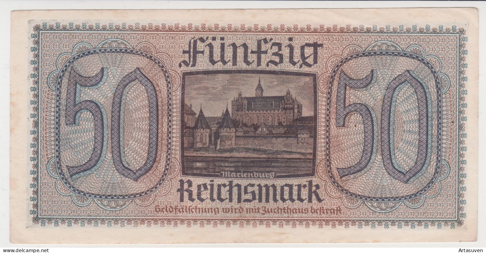 WW2 German Nazi Era Germany Reichsmark Banknote 50 Mark (ND) 1940-1945 - 2. WK