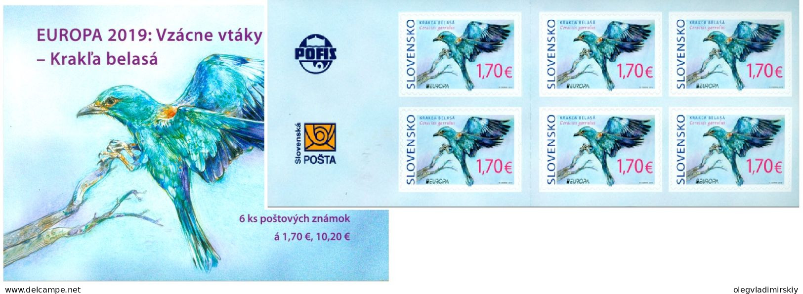 Slovakia 2019 Europa CEPT Rare Birds Booklet Of Self-adhesive Stamps Mint - Hojas Bloque