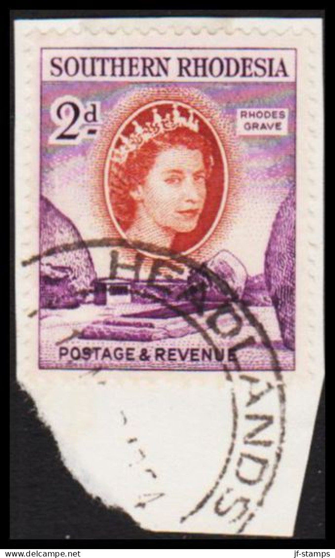 1953. SOUTHERN RHODESIA. Elizabeth RHODES GRAVE 2 D Cancelled HEADLANDS. On Small Piece.  (Michel 82) - JF535030 - Southern Rhodesia (...-1964)