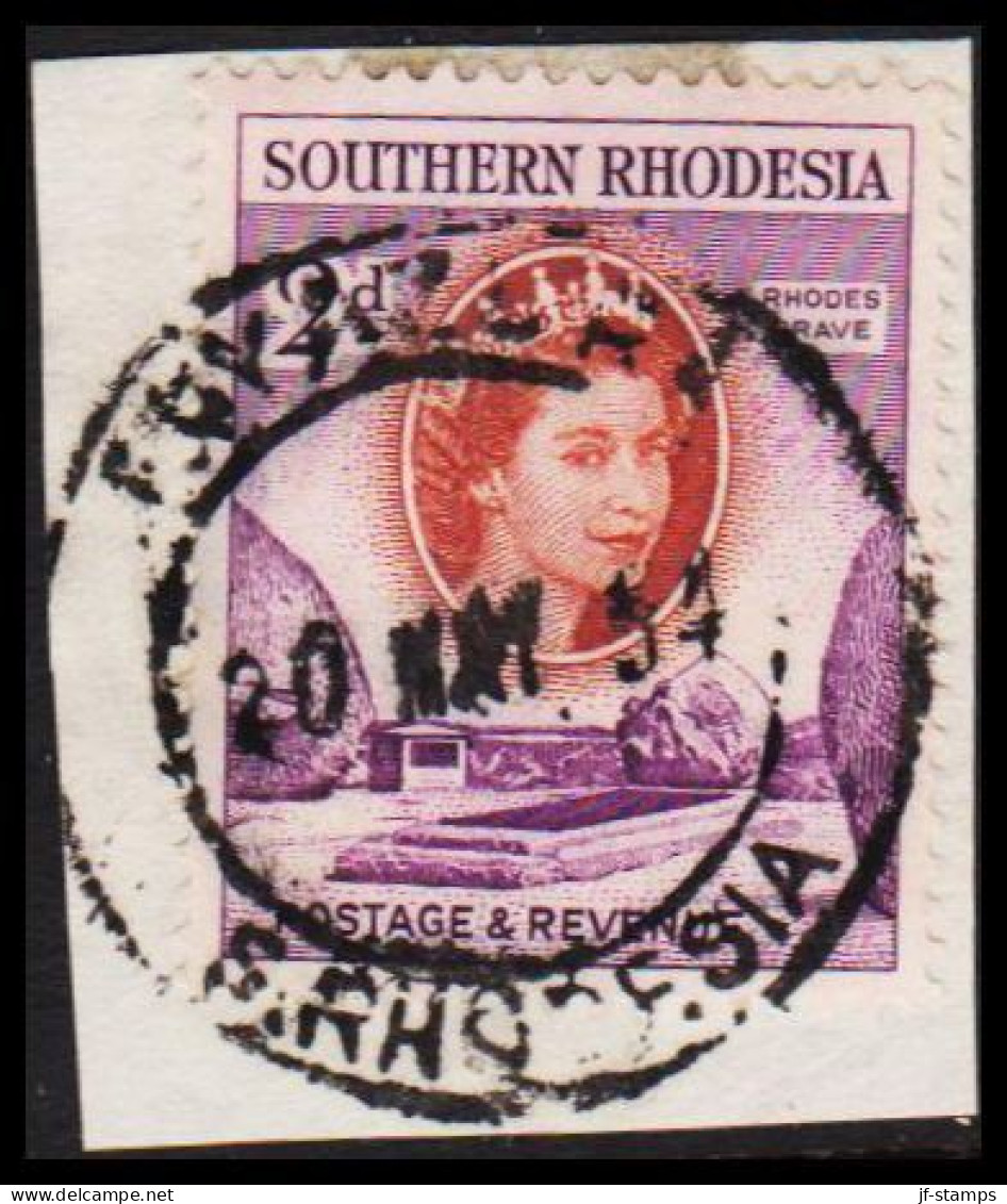 1953. SOUTHERN RHODESIA. Elizabeth RHODES GRAVE 2 D Cancelled INYAZURA. On Small Piece. (Michel 82) - JF535032 - Southern Rhodesia (...-1964)