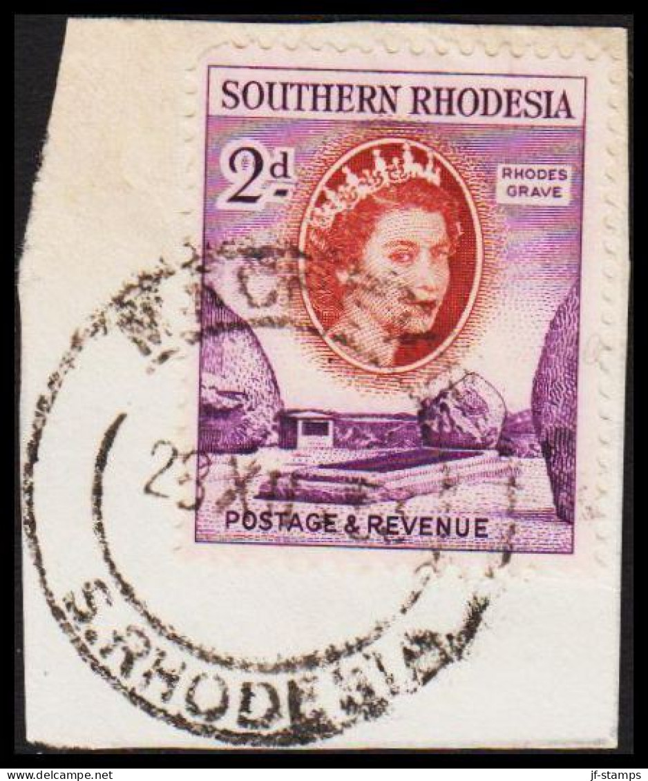 1953. SOUTHERN RHODESIA. Elizabeth RHODES GRAVE 2 D Cancelled MACHEKE. On Small Piece. (Michel 82) - JF535039 - Southern Rhodesia (...-1964)