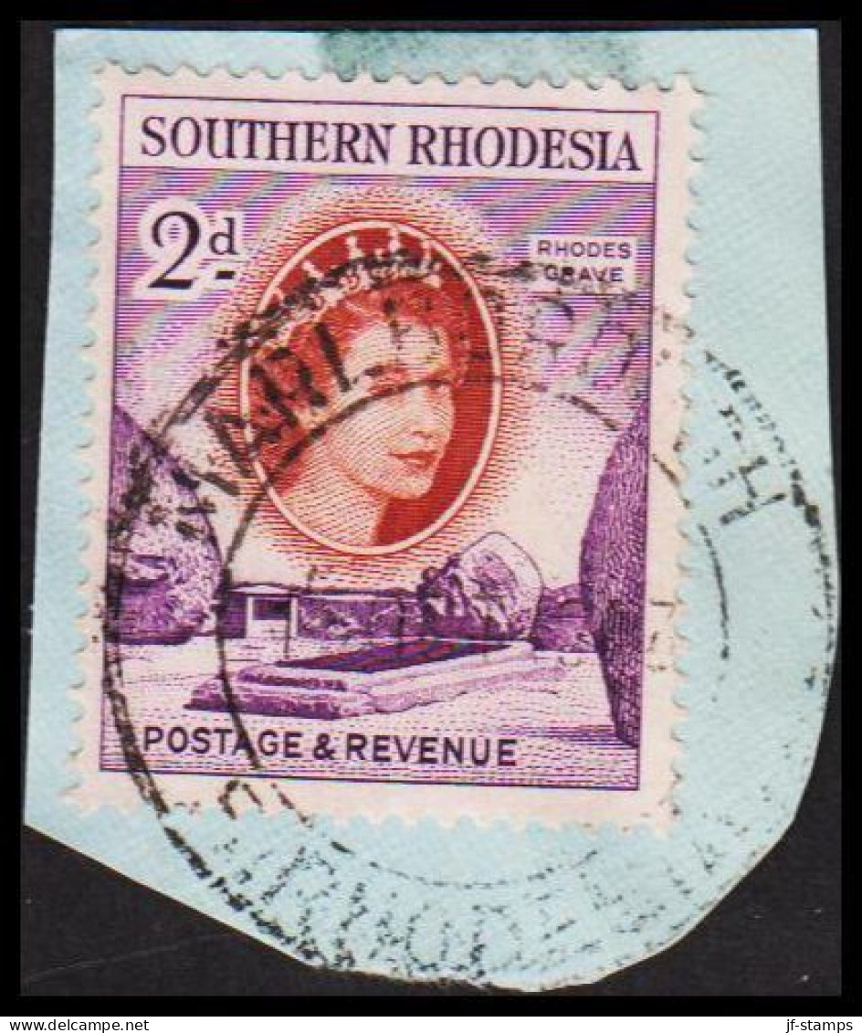 1953. SOUTHERN RHODESIA. Elizabeth RHODES GRAVE 2 D Cancelled MARLBOROUGH On Small Piece. (Michel 82) - JF535046 - Southern Rhodesia (...-1964)