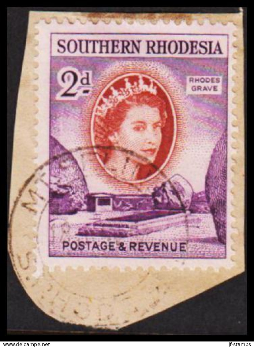 1953. SOUTHERN RHODESIA. Elizabeth RHODES GRAVE 2 D Cancelled MOUNT BELINDA On Small Piece. (Michel 82) - JF535051 - Southern Rhodesia (...-1964)
