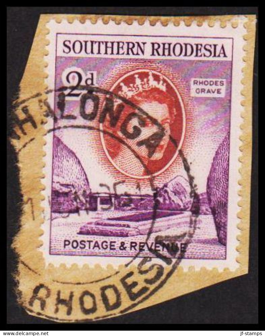 1953. SOUTHERN RHODESIA. Elizabeth RHODES GRAVE 2 D Cancelled PENHALONGA. On Small Piece. (Michel 82) - JF535058 - Southern Rhodesia (...-1964)