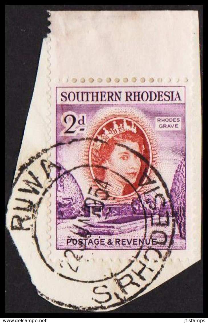 1953. SOUTHERN RHODESIA. Elizabeth RHODES GRAVE 2 D Cancelled RUWA 22 JUN 1954. On Small Piece... (Michel 82) - JF535063 - Southern Rhodesia (...-1964)