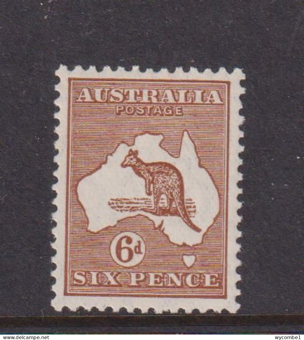 AUSTRALIA - 1929-30 Kangaroo 6d Watermark Multiple Crown Over A  Hinged Mint - Mint Stamps