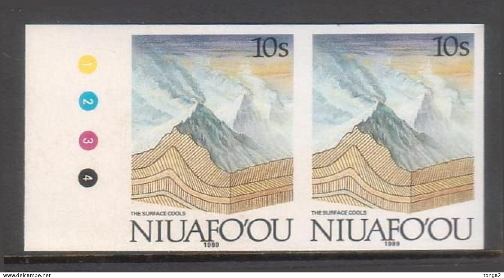Tonga Niuafo'ou 1989 Imperf Plate Proof Pair - Earth Surface Cools - From Evolution Of Earth Set - Autres & Non Classés