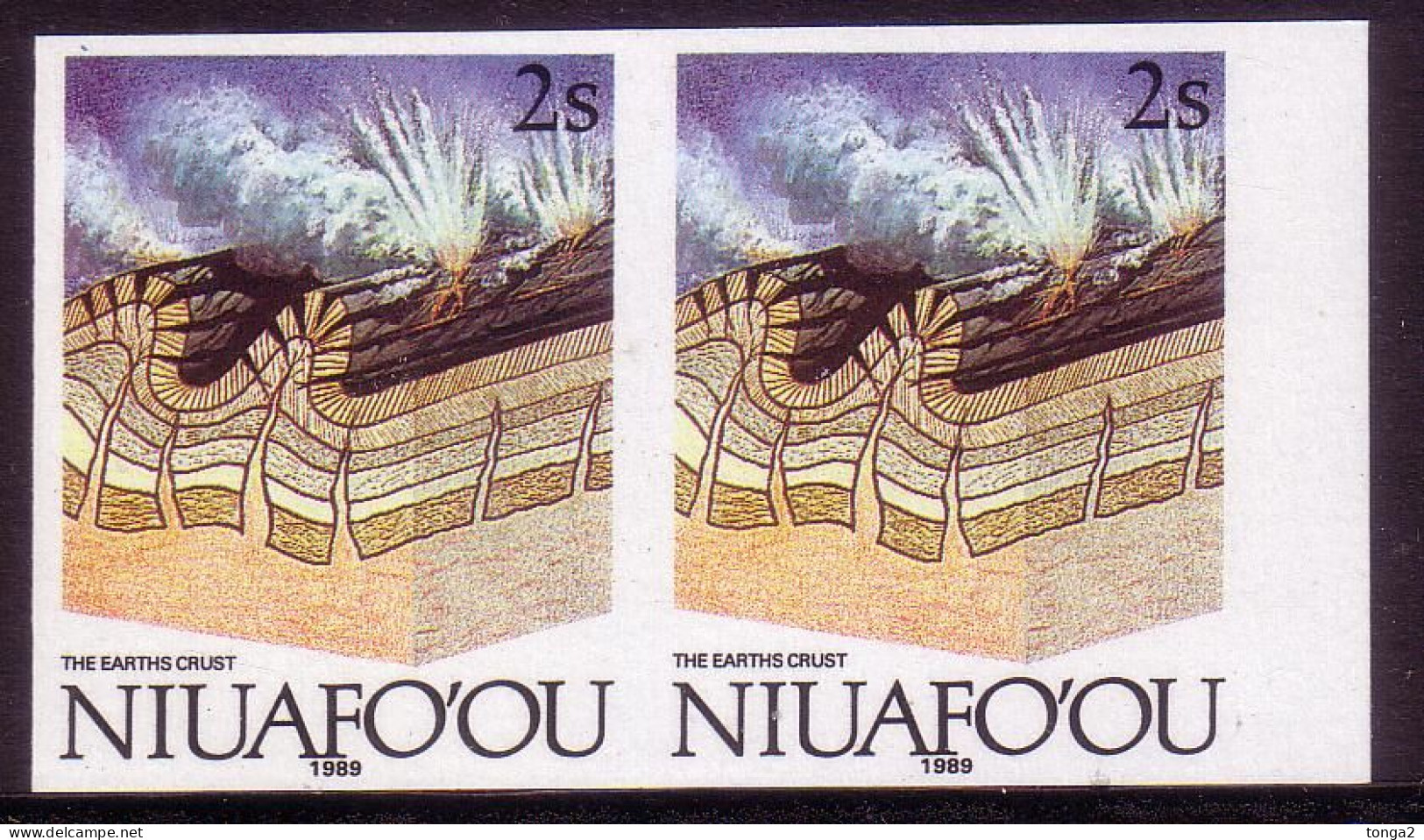 Tonga Niuafo'ou 1989 Mperf Plate Proof Pair - Formation Of Earth Crust - From Evolution Of Earth Set - Volcanes