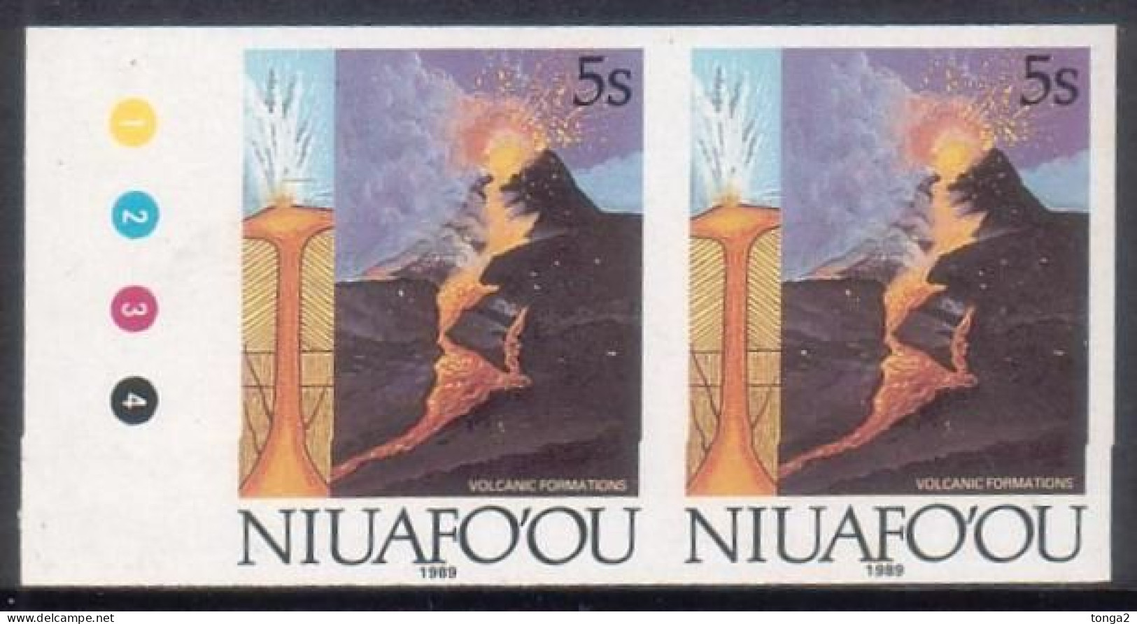 Tonga Niuafo'ou 1989 Mperf Plate Proof Pair -  Volcano - From Evolution Of Earth Set - Volcans