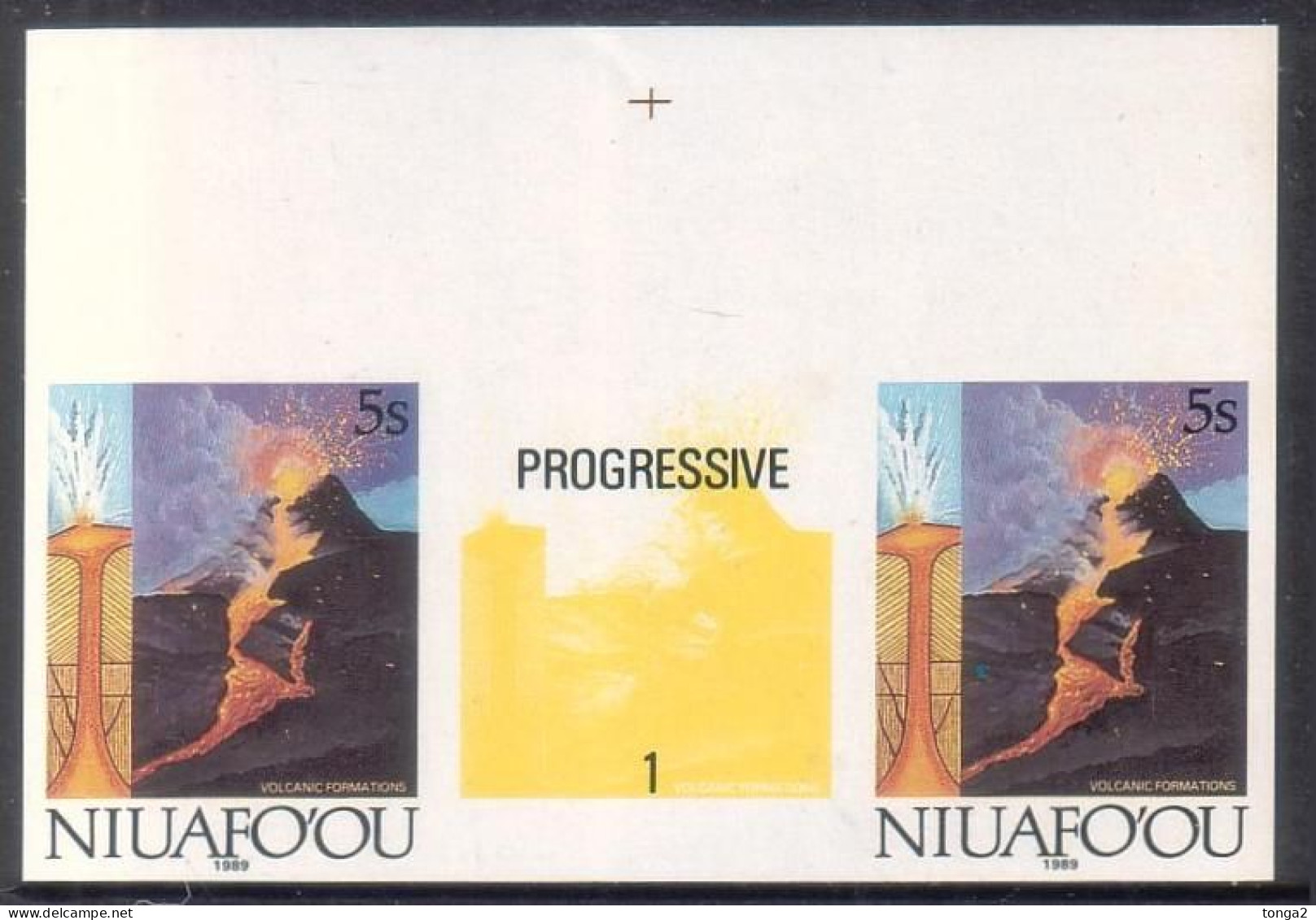 Tonga Niuafo'ou 1989 Mperf Plate Proof Strip -  Volcano - From Evolution Of Earth Set - Volcans