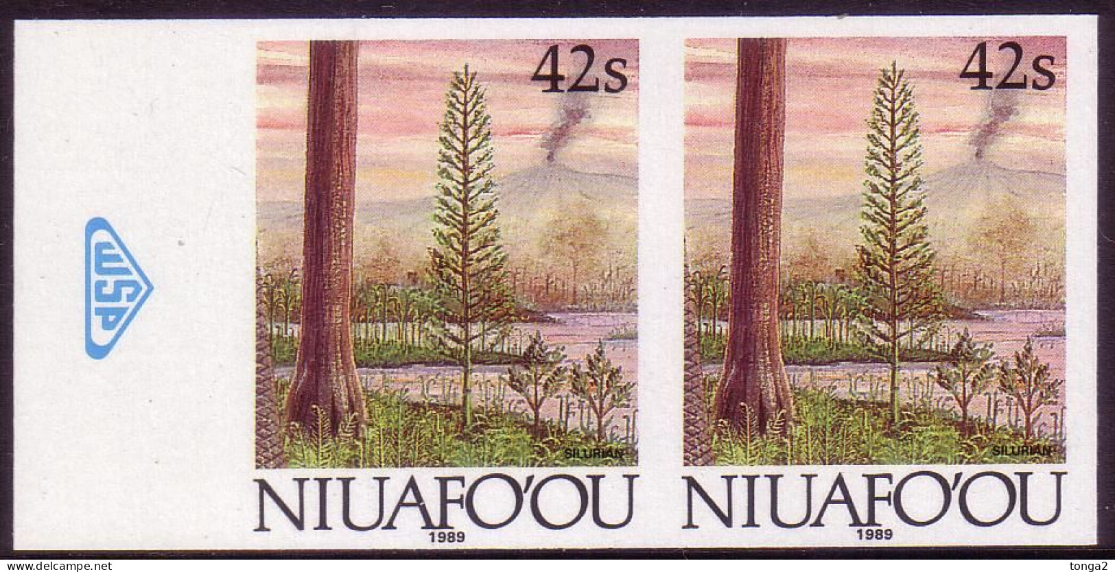 Tonga Niuafo'ou 1989  Imperf Plate Proof Pair - Smoking Volcano - Silurian Period - From Evolution Earth Set - Vulkanen