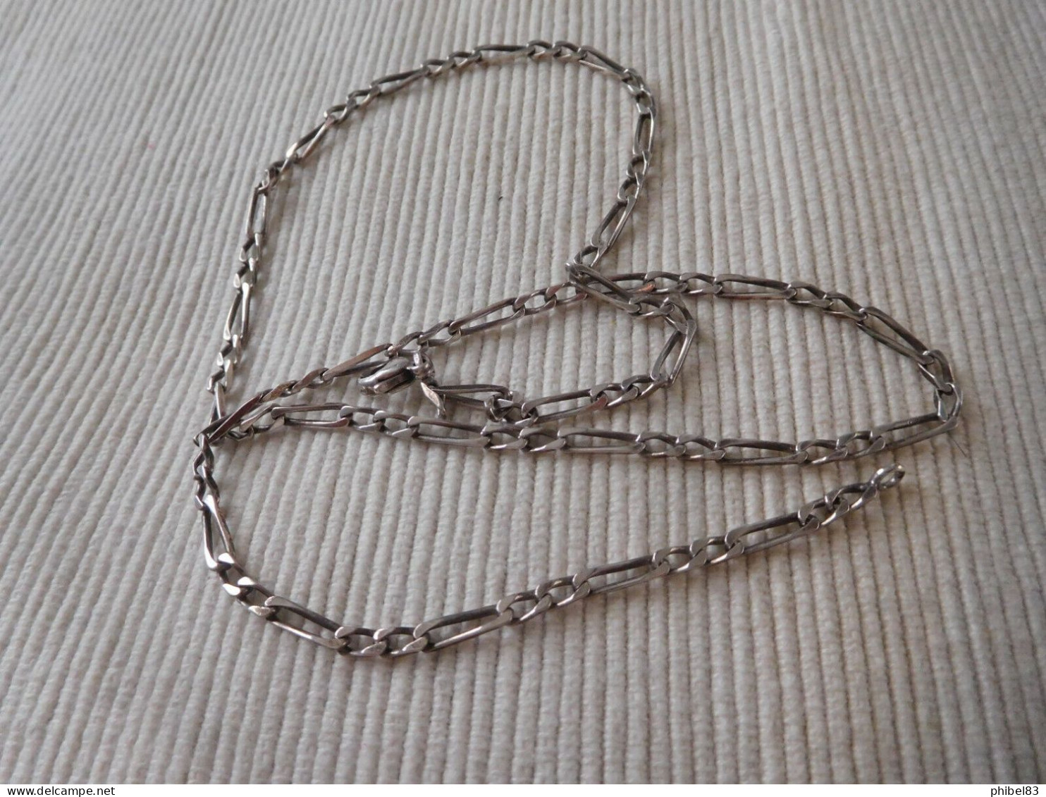 LONGUE CHAINE COLLIER ARGENT MASSIF 925 MAILLE FIGARO 54 CMS 11.30 GRS B63 LOT - Necklaces/Chains