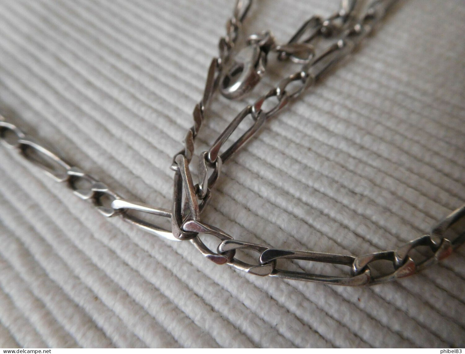 LONGUE CHAINE COLLIER ARGENT MASSIF 925 MAILLE FIGARO 54 CMS 11.30 GRS B63 LOT - Collane/Catenine