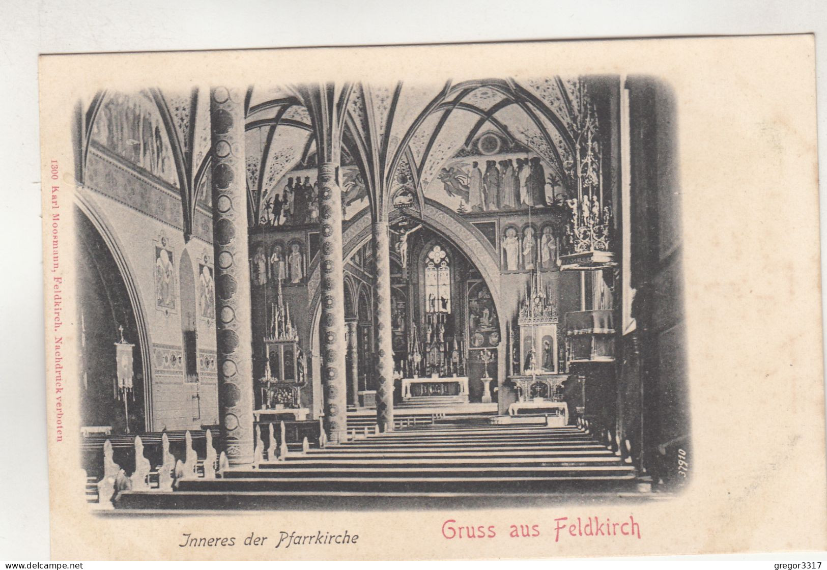 D1729) GRUSS Aus FELDKIRCH - Inneres Der PFARRKRICHE Alt ! Correspondez Karte - Feldkirch