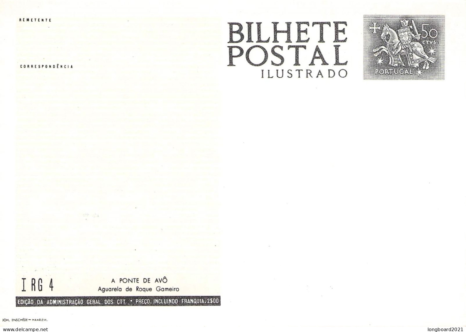 PORTUGAL - PICTURE POSTCARD 1962 50c Mi P128 Unc / *1000 - Ganzsachen