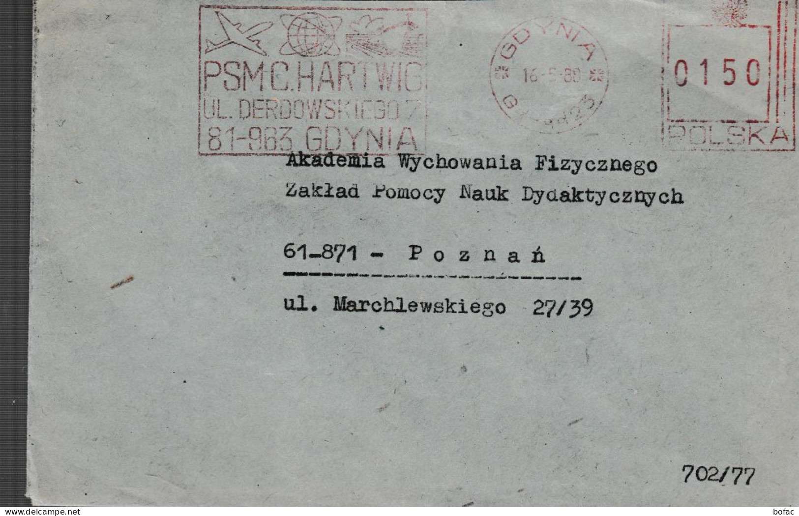 PSMC HARTWIG UL DERDOWISKIEGO 7 81-963 GOYNIA 15-5-89   POLOGNE 3338 - Maschinenstempel (EMA)