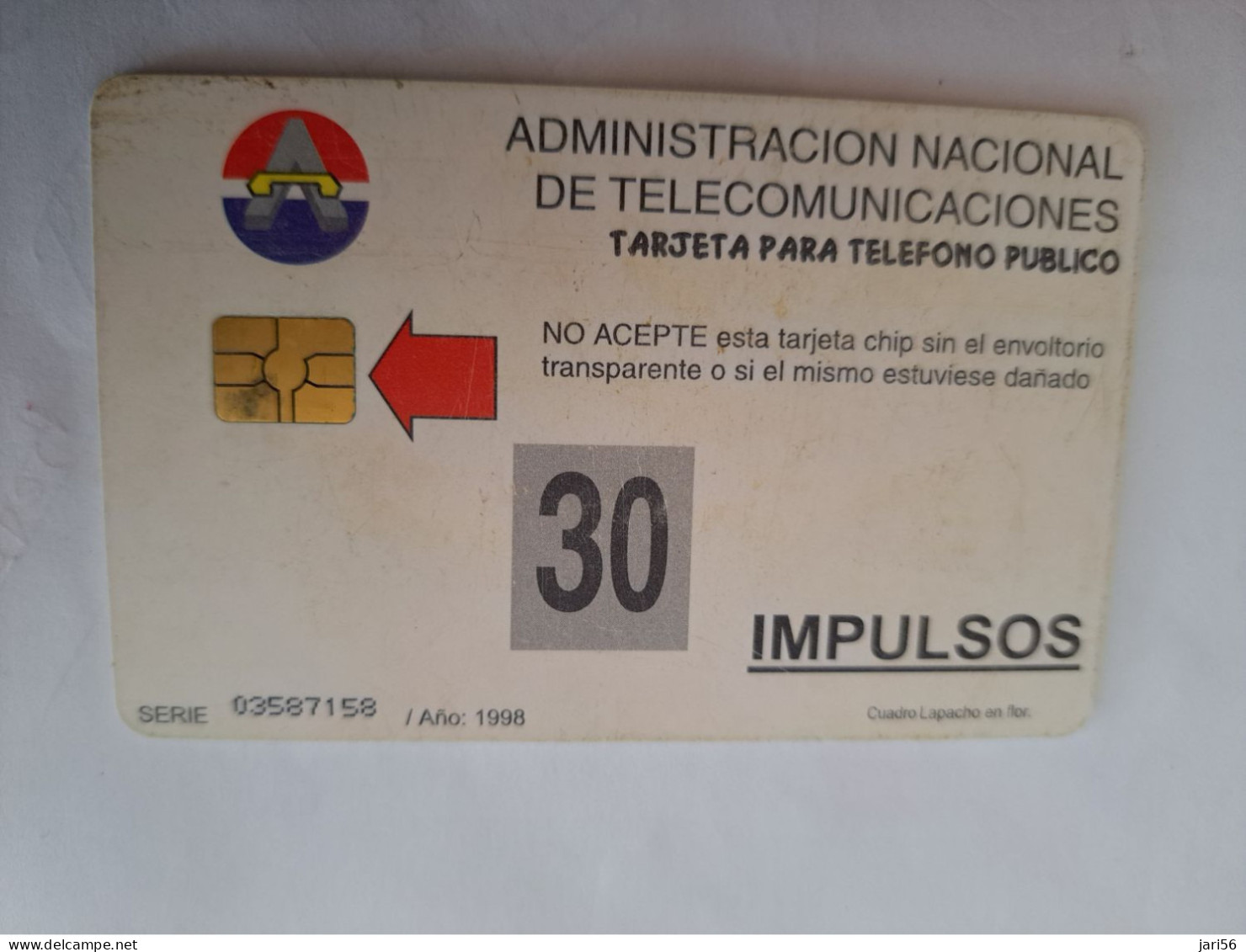 PARAGUAY  CHIPCARD  30 IMPULSOS  BLACK  TREE  Fine Used Card  ** 14223** - Paraguay