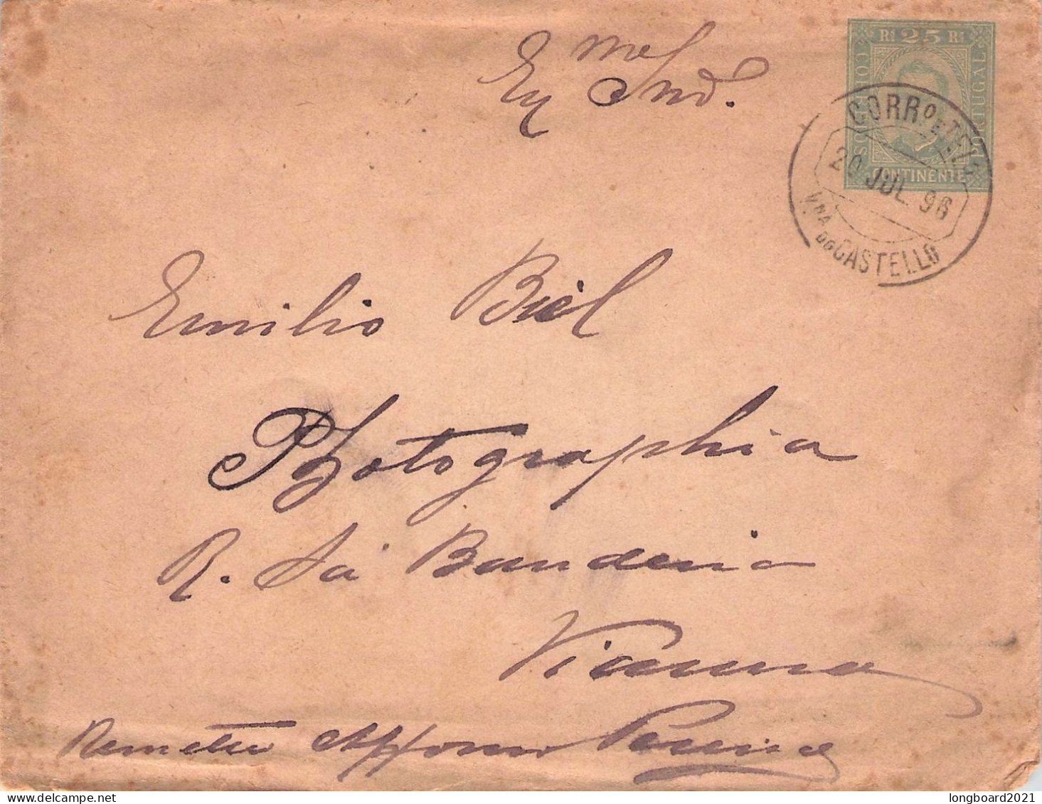 PORTUGAL - Envelope 25 REIS (1896) Mi U3 / *1003 - Enteros Postales