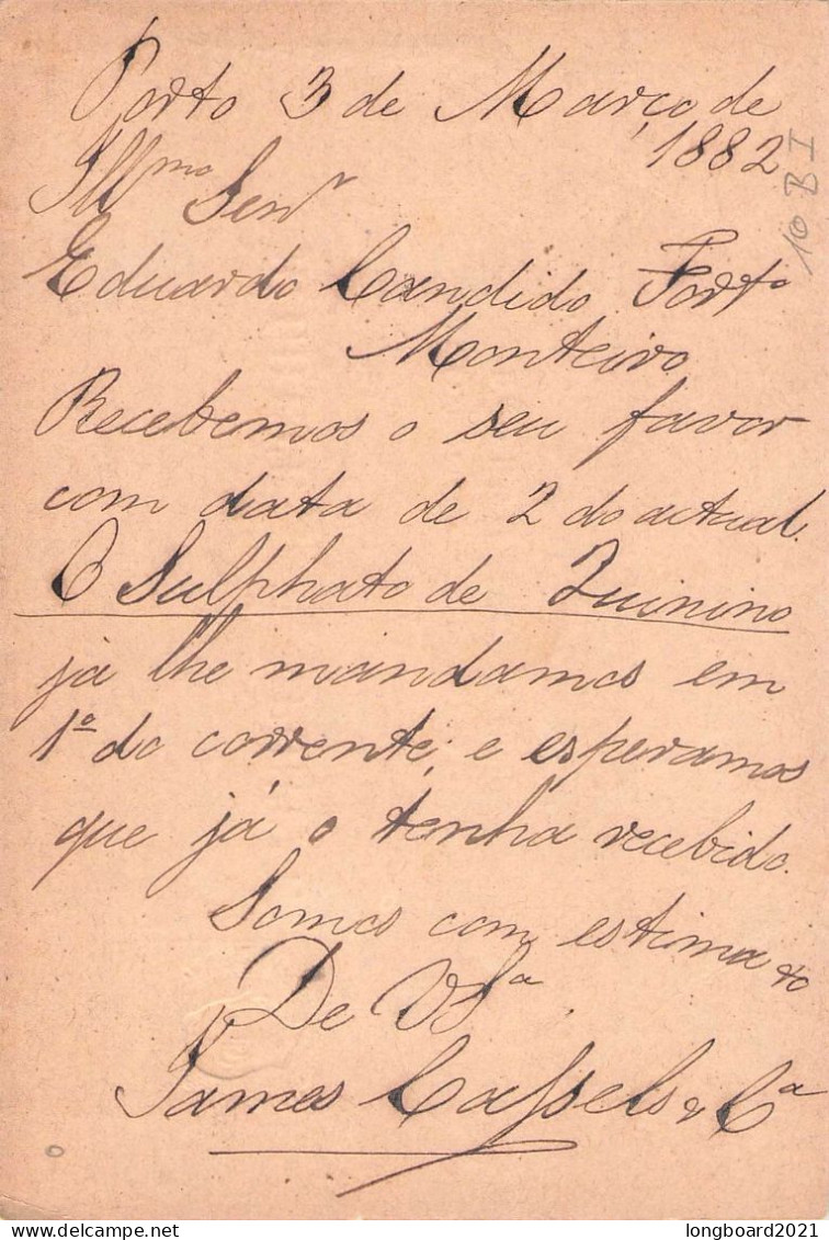 PORTUGAL - BILHETE POSTAL 10 REIS (1882) Mi P7 / *1007 - Postal Stationery