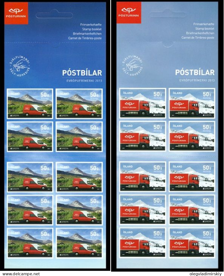 Iceland 2013 Europa CEPT Postal Transport Set Of 2 Booklets With 10 Self-adhesive Stamps Each Mint - Carnets