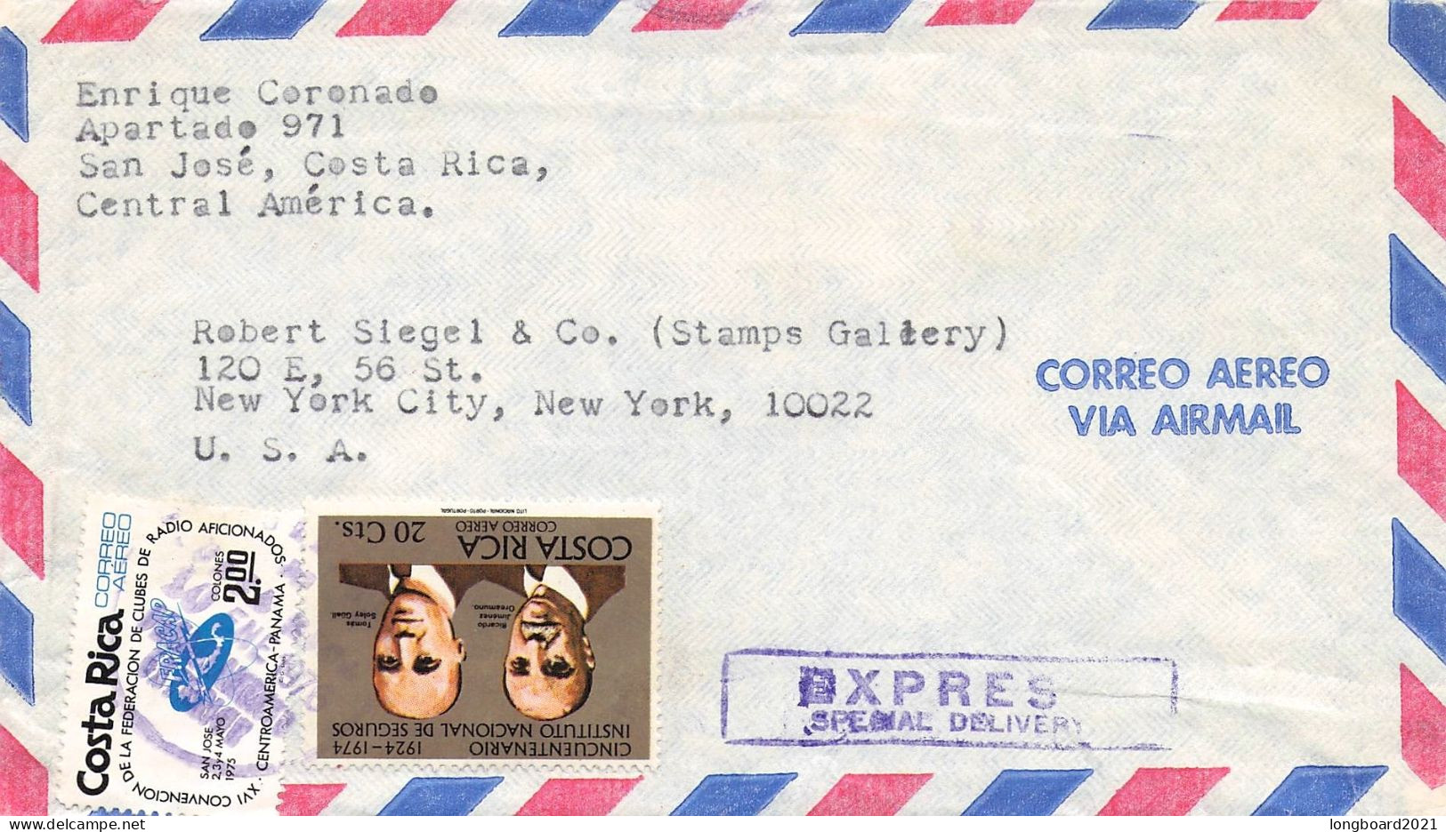 COSTA RICA - AIRMAIL 1976 - NEW YORK/ *1013 - Costa Rica