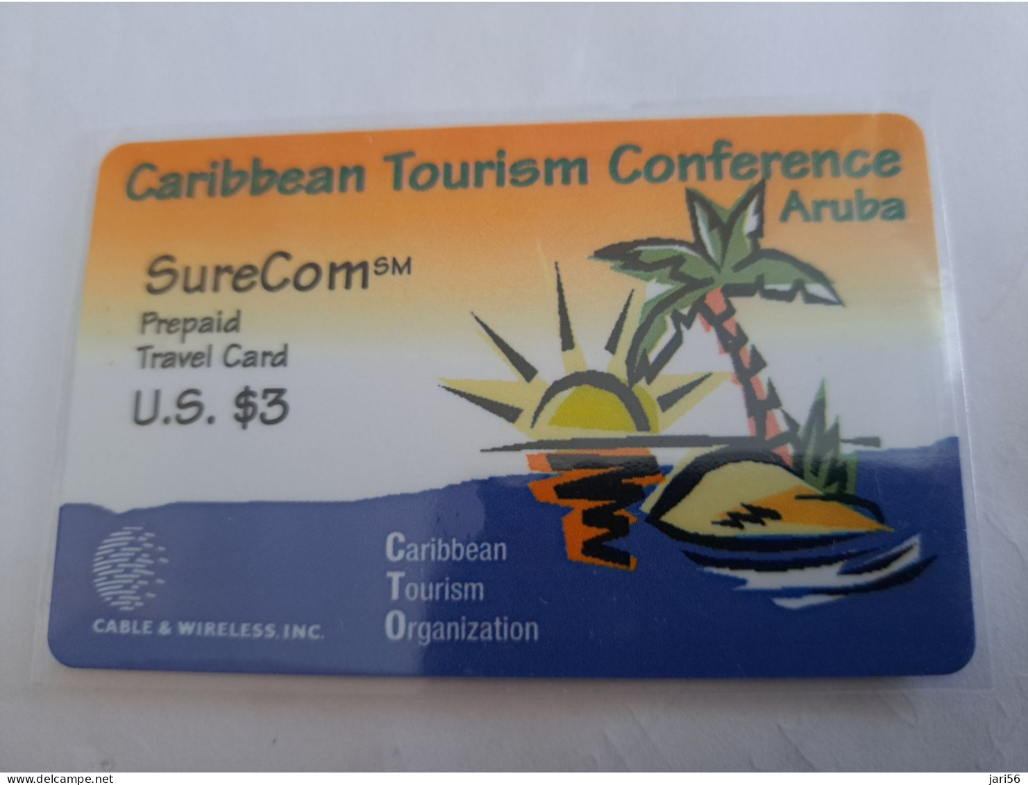 ANTILLEN US  $ 3,-  ANT-P6  /CARIBBEAN TOURISME CONFERENCE /VERY SCARCE  MINT (TIRAGE 150)  (RRR) New Logo C&W **14241** - Antillas (Otros)