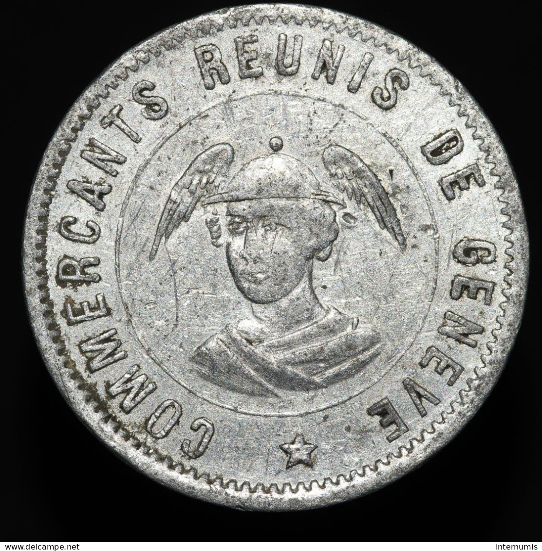 Suisse / Switzerland, (Token) Jeton D’Escompte. Commercants Réunis De Genève, 10 Rappen, (Circa.1920), Aluminum - Notgeld