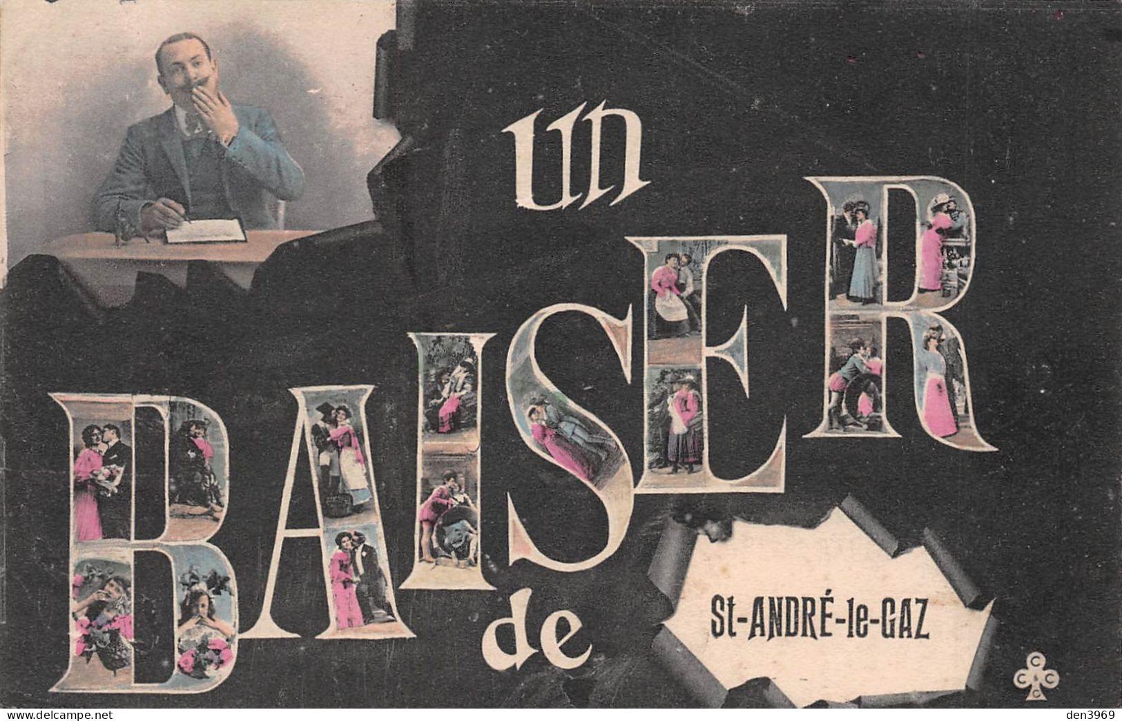 Un Baiser De SAINT-ANDRE-le-GAZ (Isère) - Voyagé 1910 (2 Scans) Brun, Tissage Au Pont De Ruy Par Bourgoin 38 - Saint-André-le-Gaz