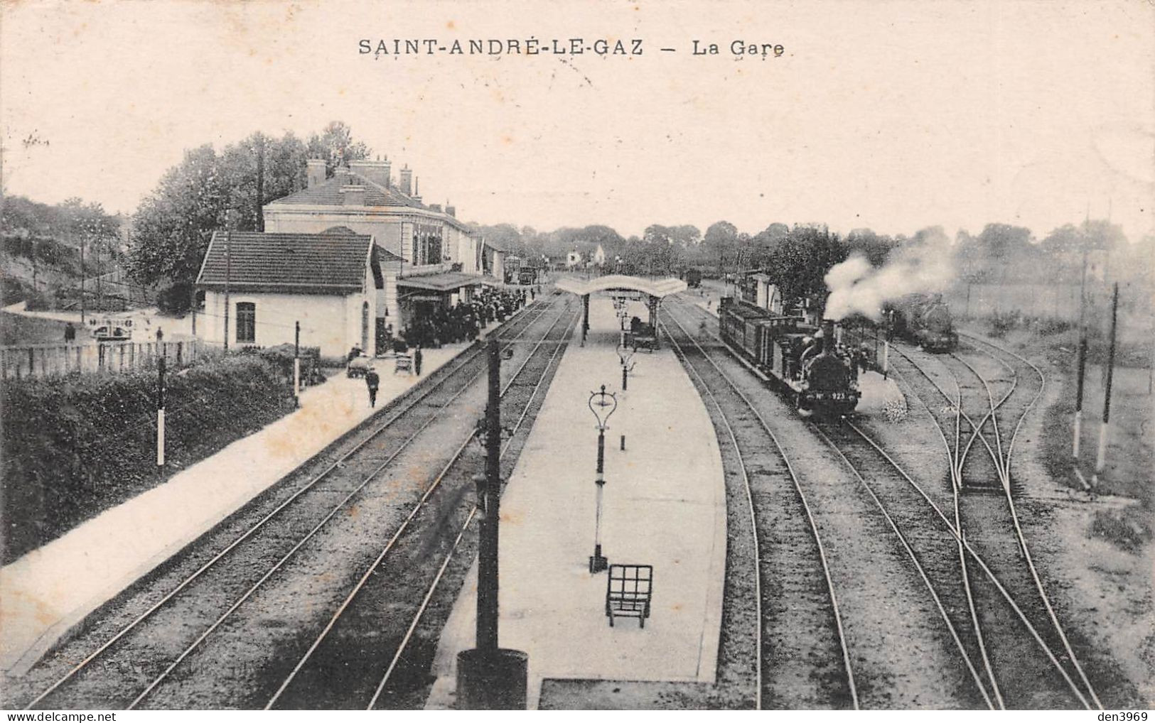 SAINT-ANDRE-le-GAZ (Isère) - La Gare - Trains - Voyagé 1912 (2 Scans) Chassal Par Molinges Jura 39 - Saint-André-le-Gaz