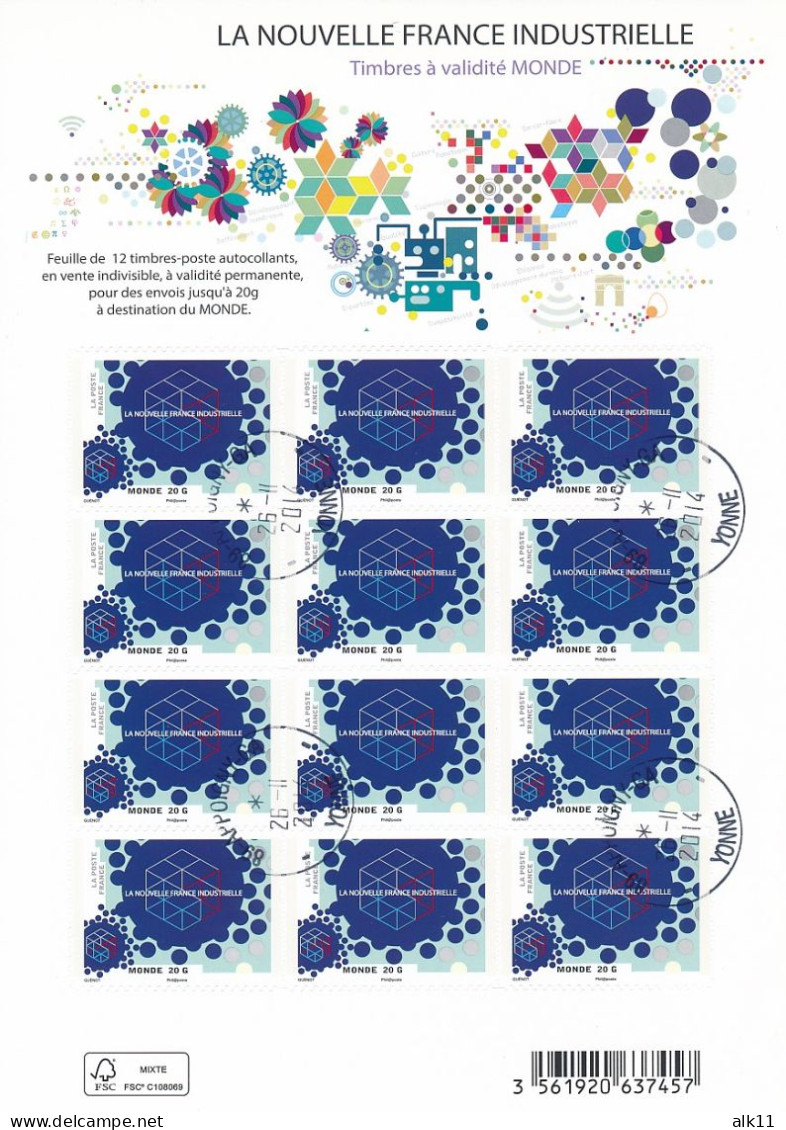 France 2014 - F1069 Bloc Feuillet Adhésif France Industrielle - Oblitéré Cachet Rond - Afgestempeld