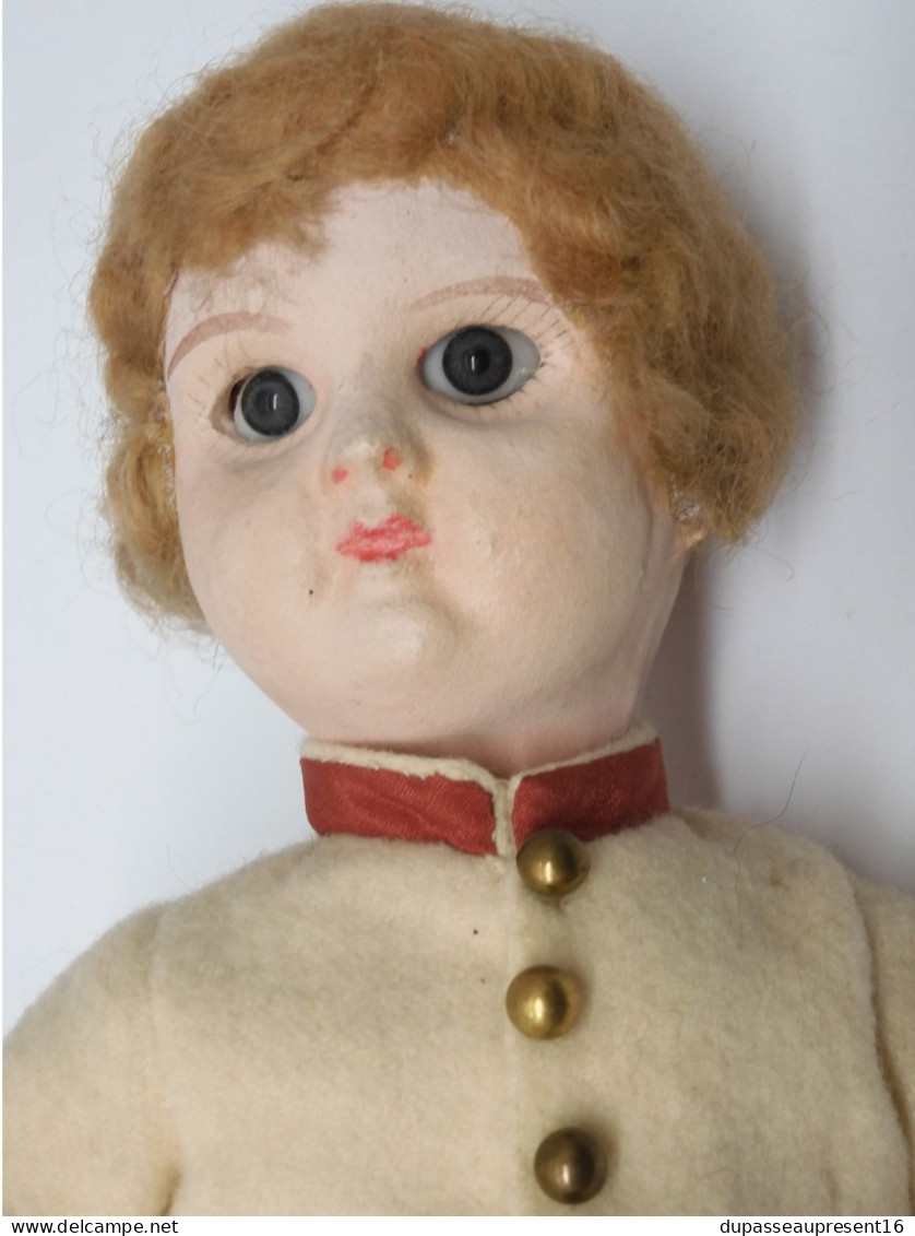 -ANCIENNE PETITE POUPEE COMPOSITION PETIT SOLDAT NAPOLEONIEN YEUX VERRE   E