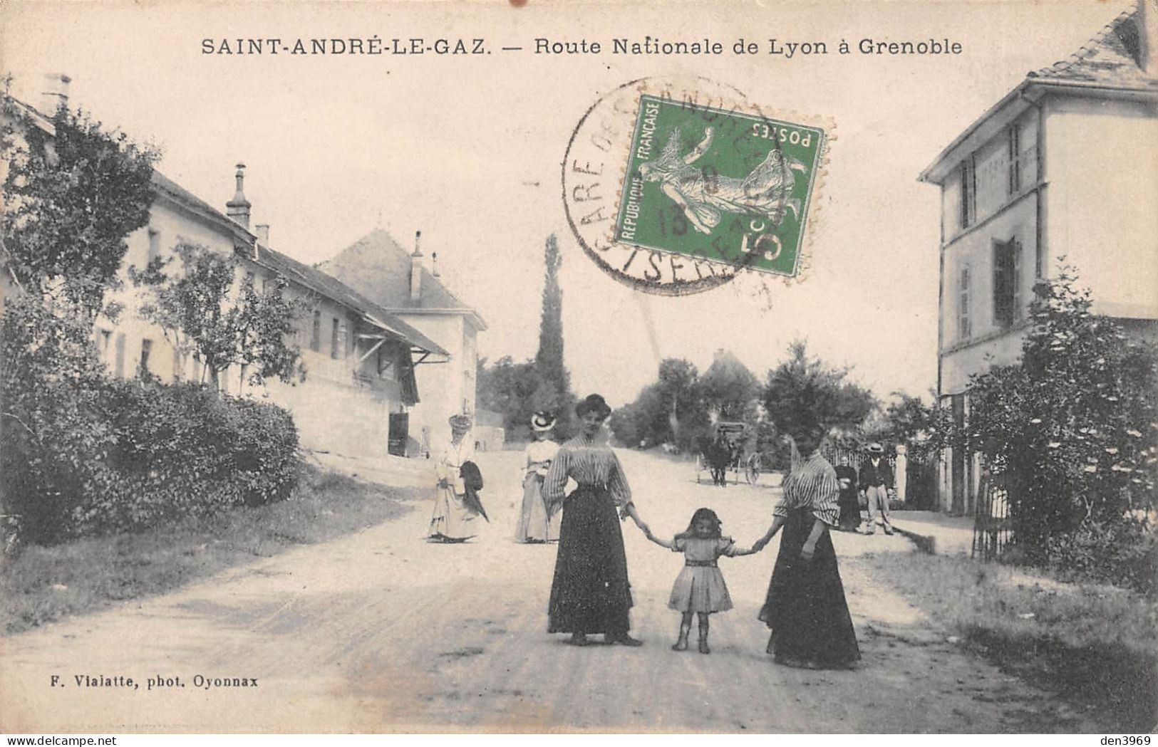 SAINT-ANDRE-le-GAZ (Isère) - Route Nationale De Lyon à Grenoble - Tirage N&B - Voyagé 1913 (2 Scans) - Saint-André-le-Gaz