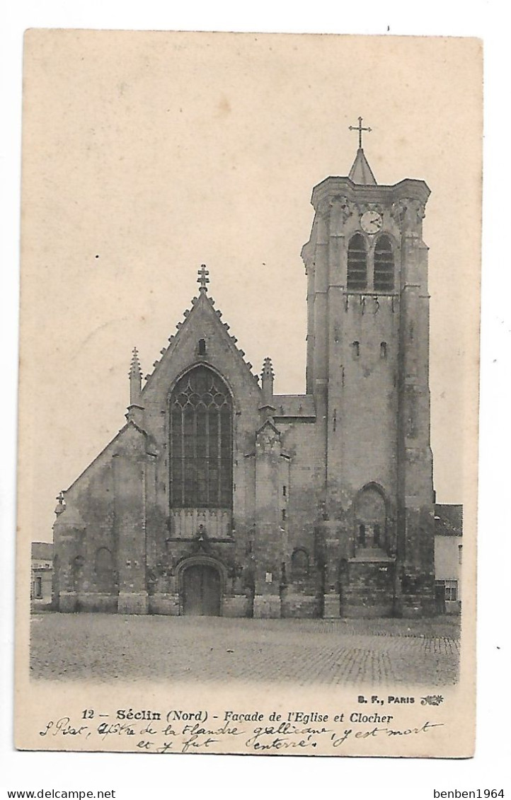 SECLIN  Façade De L'Eglise Et Clocher - Seclin